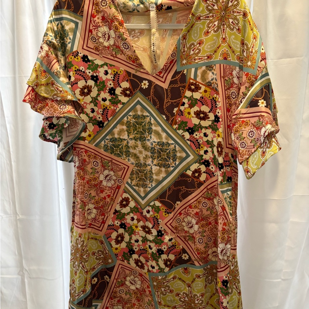 Uncle Frank Multicolor Patchwork V-Neck Blouse